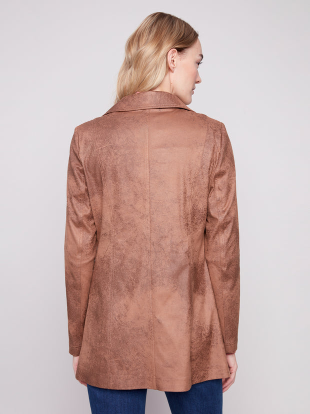 Long Faux Suede Zip Jacket
