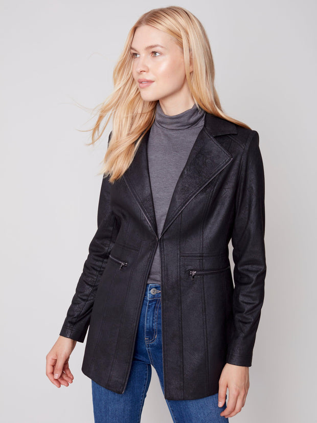 Long Faux Suede Jacket-Watch Us Women Oakville