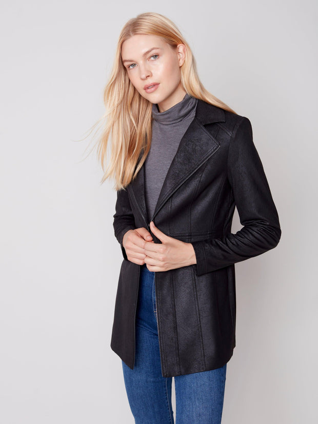 Long Faux Suede Jacket-Watch Us Women Oakville