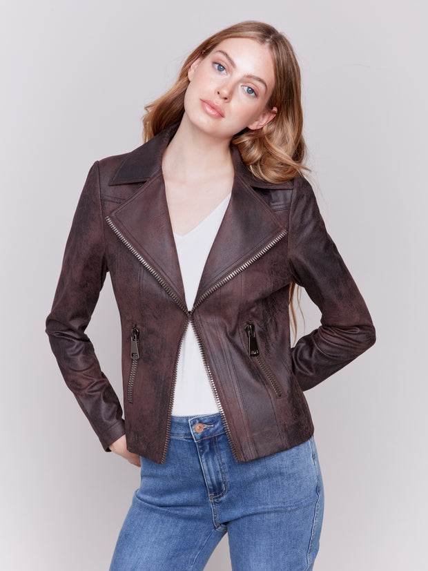 Faux Leather Moto Jacket