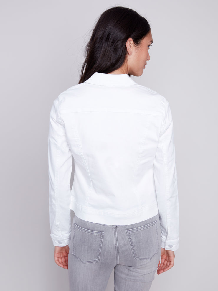 White Regular Denim Jacket-Watch Us Women Oakville