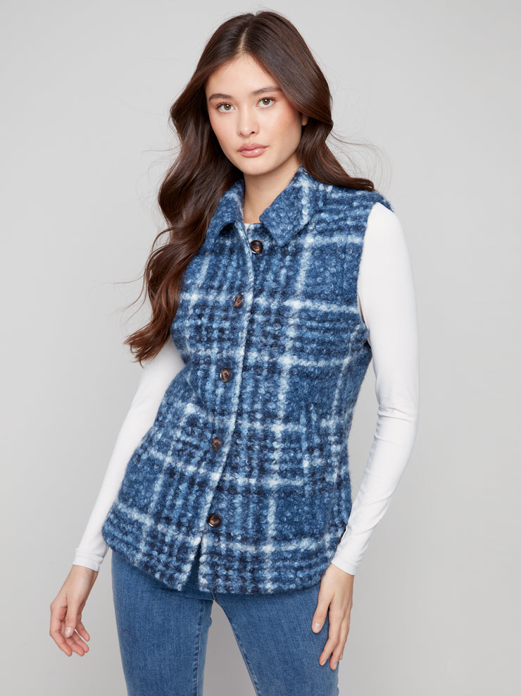 Sherpa Long Plaid Vest