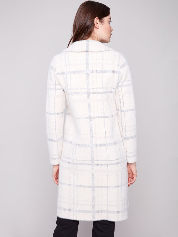 Plaid Knit Patch Pocket Coat