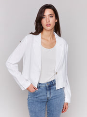 Crop One Button Blazer