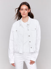 Scalloped Eyelet Hem Jacket