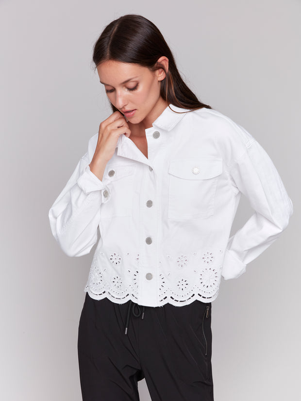 Scalloped Eyelet Hem Jacket