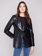 Faux Leather Blazer