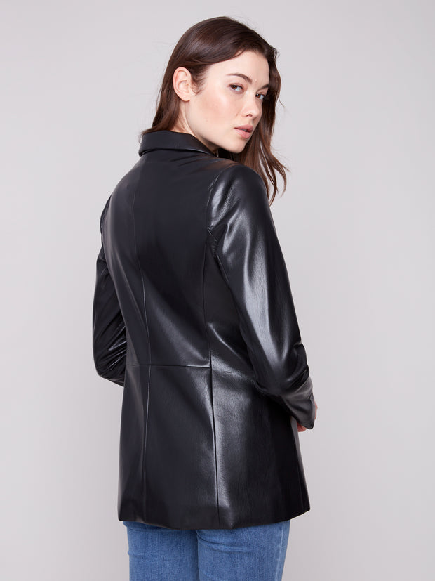 Faux Leather Blazer