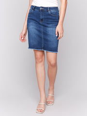 Frayed Hem Denim Skort