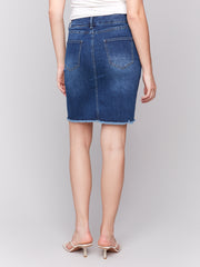 Frayed Hem Denim Skort