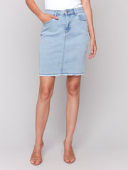 Frayed Hem Denim Skort