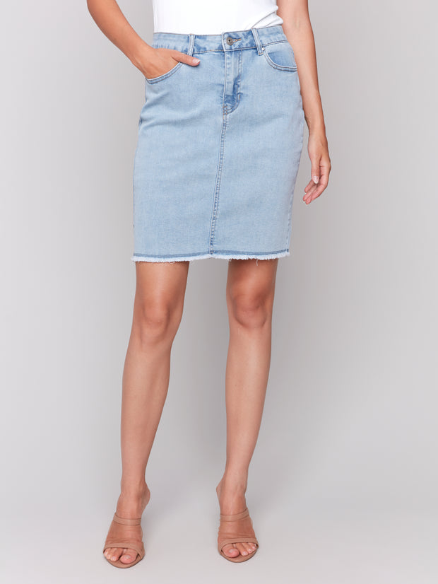 Frayed Hem Denim Skort