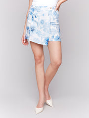 Floral Printed Linen Skort