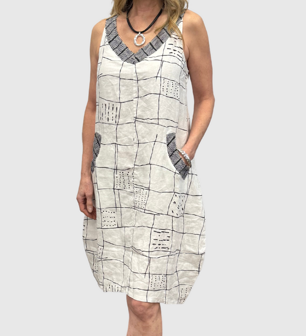 Sleeveless Linen V-Neck Dress