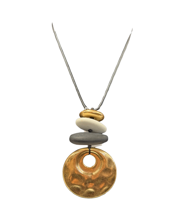Disc & Bead Long Necklace