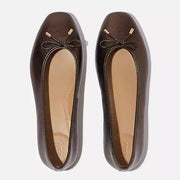 DELICATO Bow Soft Metallic-Leather Ballerinas