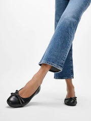 DELICATO Bow Detail - Leather Ballerinas