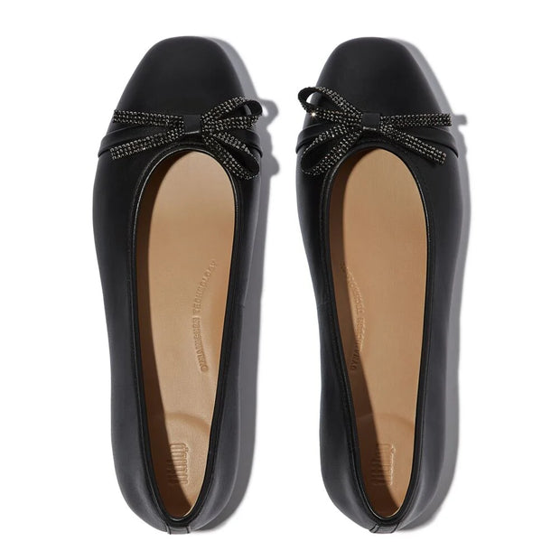DELICATO Bow Detail - Leather Ballerinas