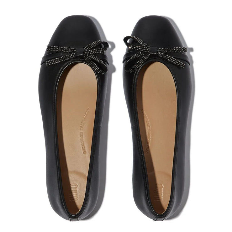 DELICATO Bow Detail - Leather Ballerinas