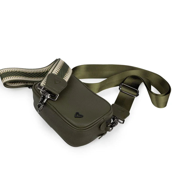 Durham Vegan Leather Crossbody - Olive
