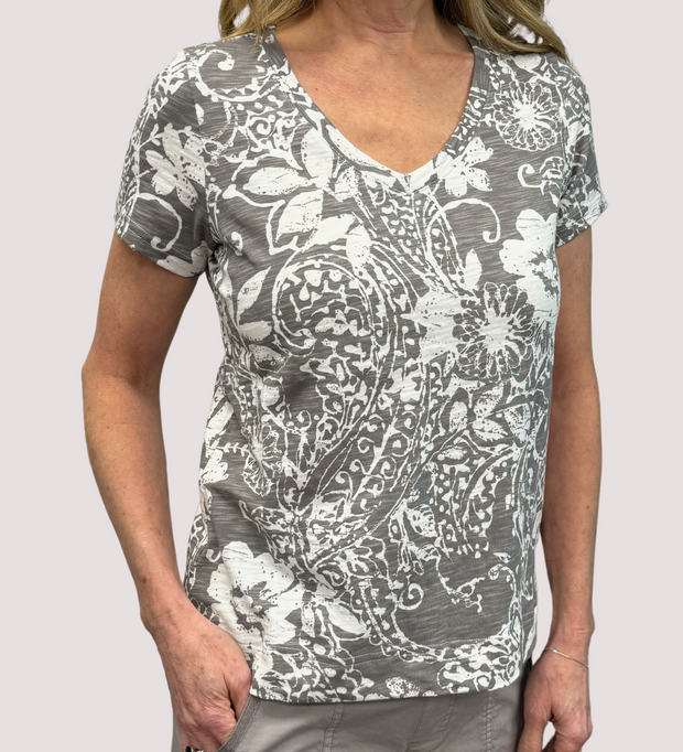 V-Neck Pattern T-Shirt