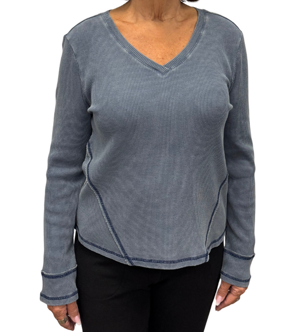 Wrap Seamed V-Neck Sweater
