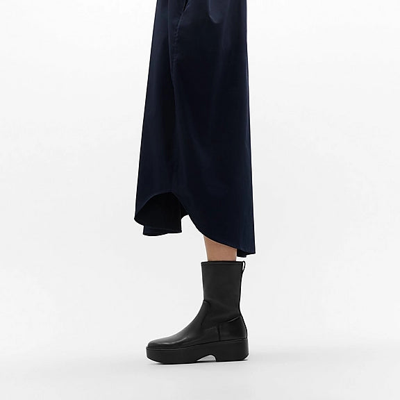 F-LUMA Stretch Leather Demi-Wedge Mid-Calf Boots