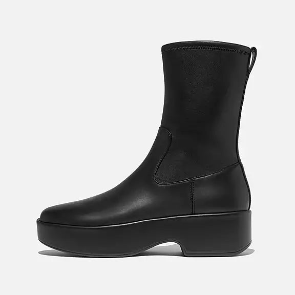 F-LUMA Stretch Leather Demi-Wedge Mid-Calf Boots