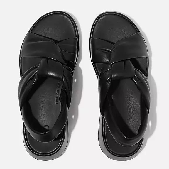 F-MODE Knot Soft-Leather Flatform Back-Strap Sandals