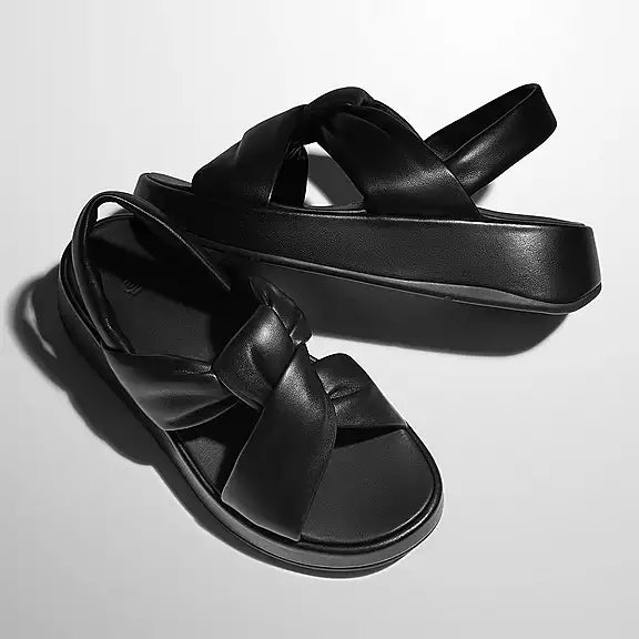 F-MODE Knot Soft-Leather Flatform Back-Strap Sandals