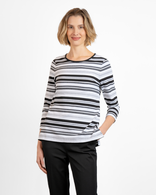 Crew Neck Striped Long Sleeve Top