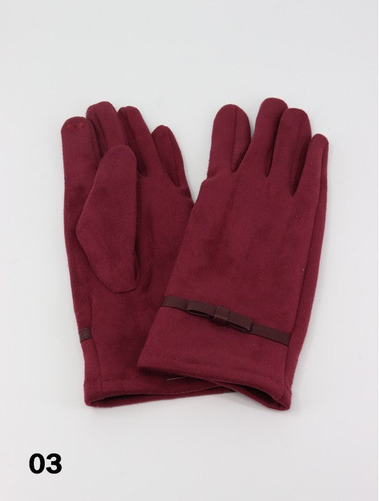 Suede Leather Bow Gloves