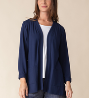 Shirred Back Open Cardigan