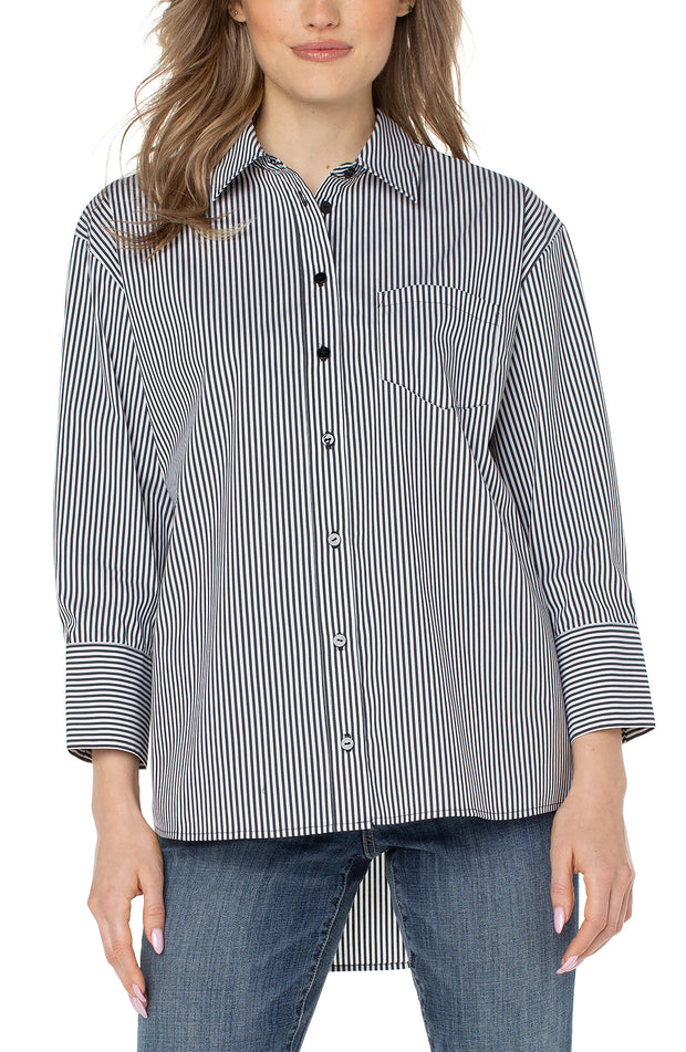 Oversized Black Pin Stripe Shirt