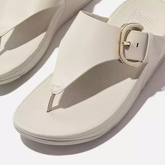 FitFlop LULU Resin-Buckle Leather Toe-Post Sandals
