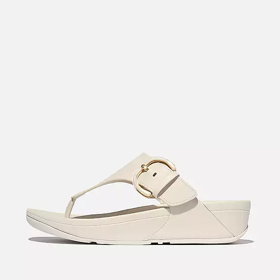 FitFlop LULU Resin-Buckle Leather Toe-Post Sandals