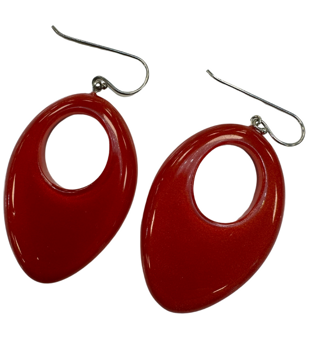 Red Shimmer Reverse Teardrop Earrings-Watch Us Women Oakville