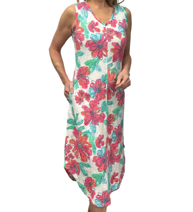 Floral Seamed Sleeveless Dress-Watch Us Women Oakville