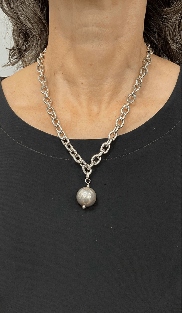 Silver Ball Pendant Necklace-Watch Us Women Oakville