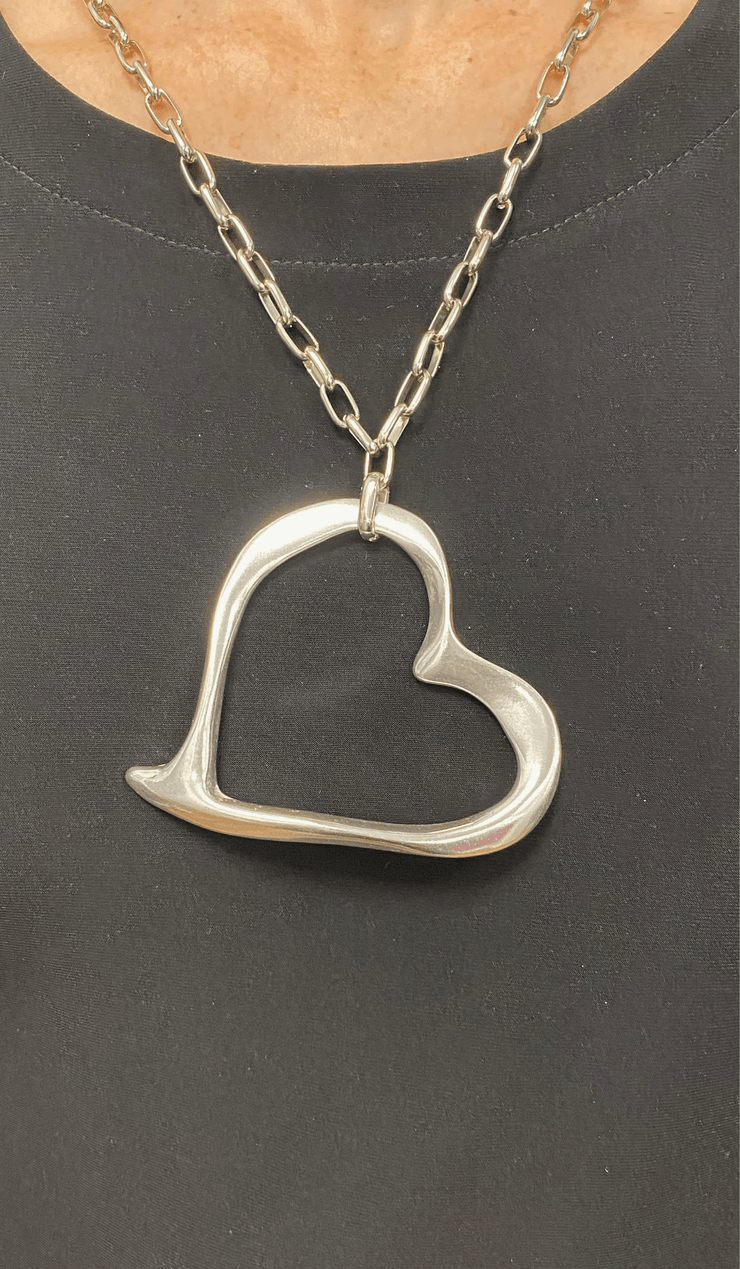 Large Hollow Heart Necklace-Watch Us Women Oakville