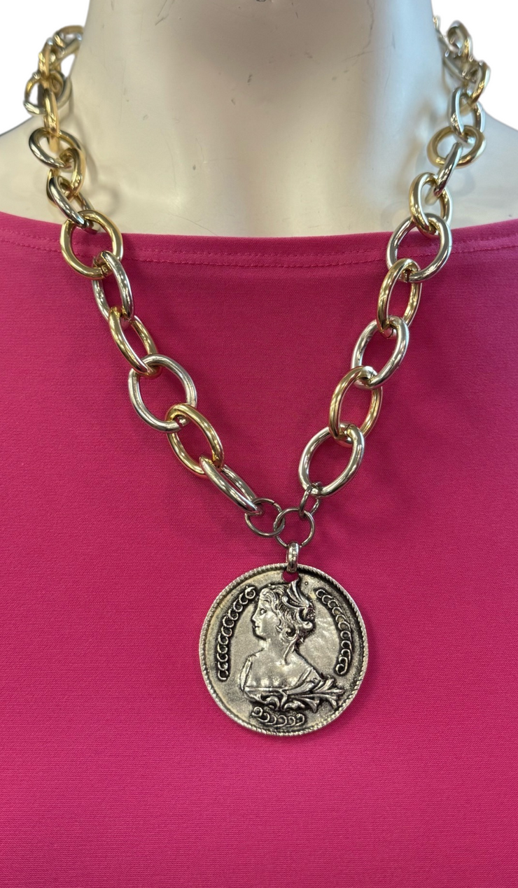 Two Tone w/ Coin Necklace