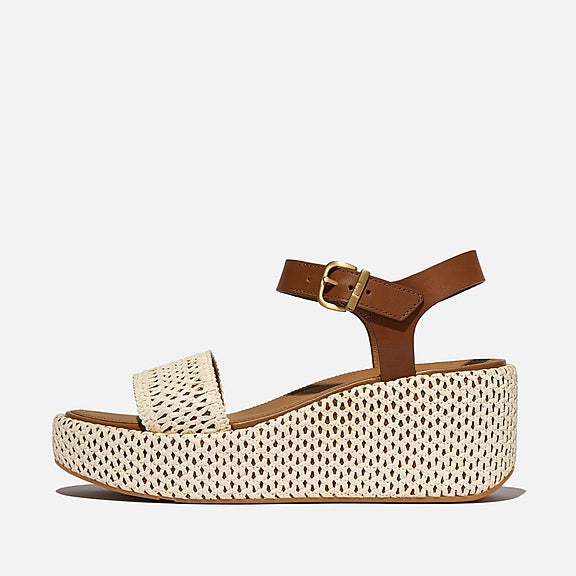 PLATFFORMS Woven Wedge Ankle-Strap Sandals