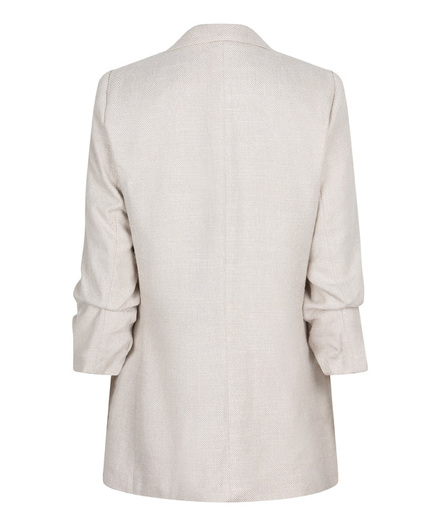 Linen Look Ruched Sleeve Blazer