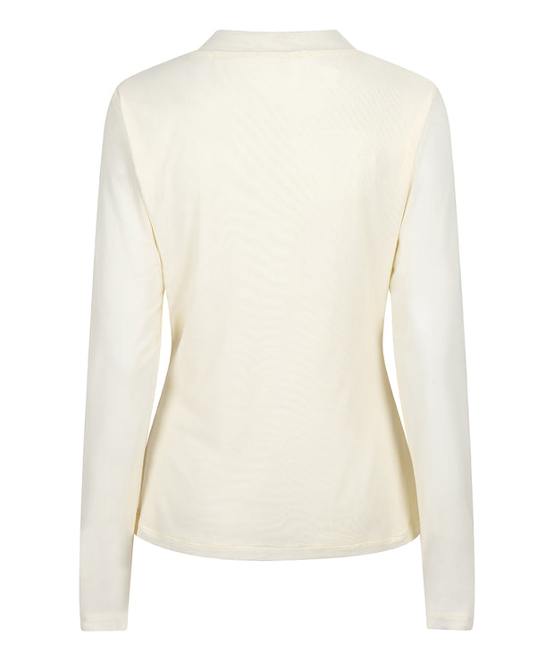 Long Sleeve Mesh Top - Light Yellow