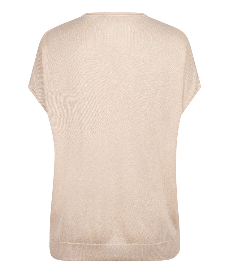 V-Neck Gold Shimmer Cap Sleeve Top