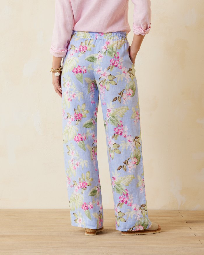 Two Palms Orchid Dreams High-Rise Linen Easy Pants