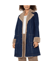 Liverpool Sherpa Long Collar Denim Coat
