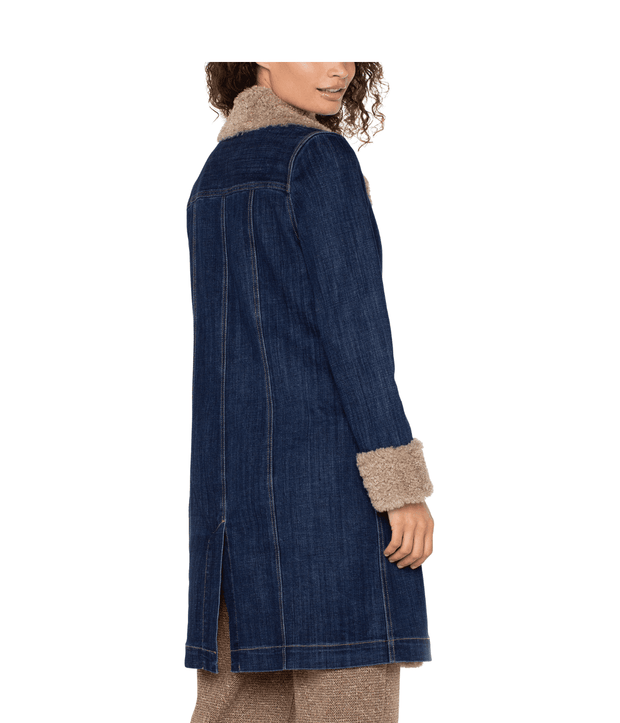 Liverpool Sherpa Long Collar Denim Coat