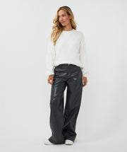 Wide Vegan Leather Trouser