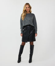 Overlap Vegan Leather Skirt